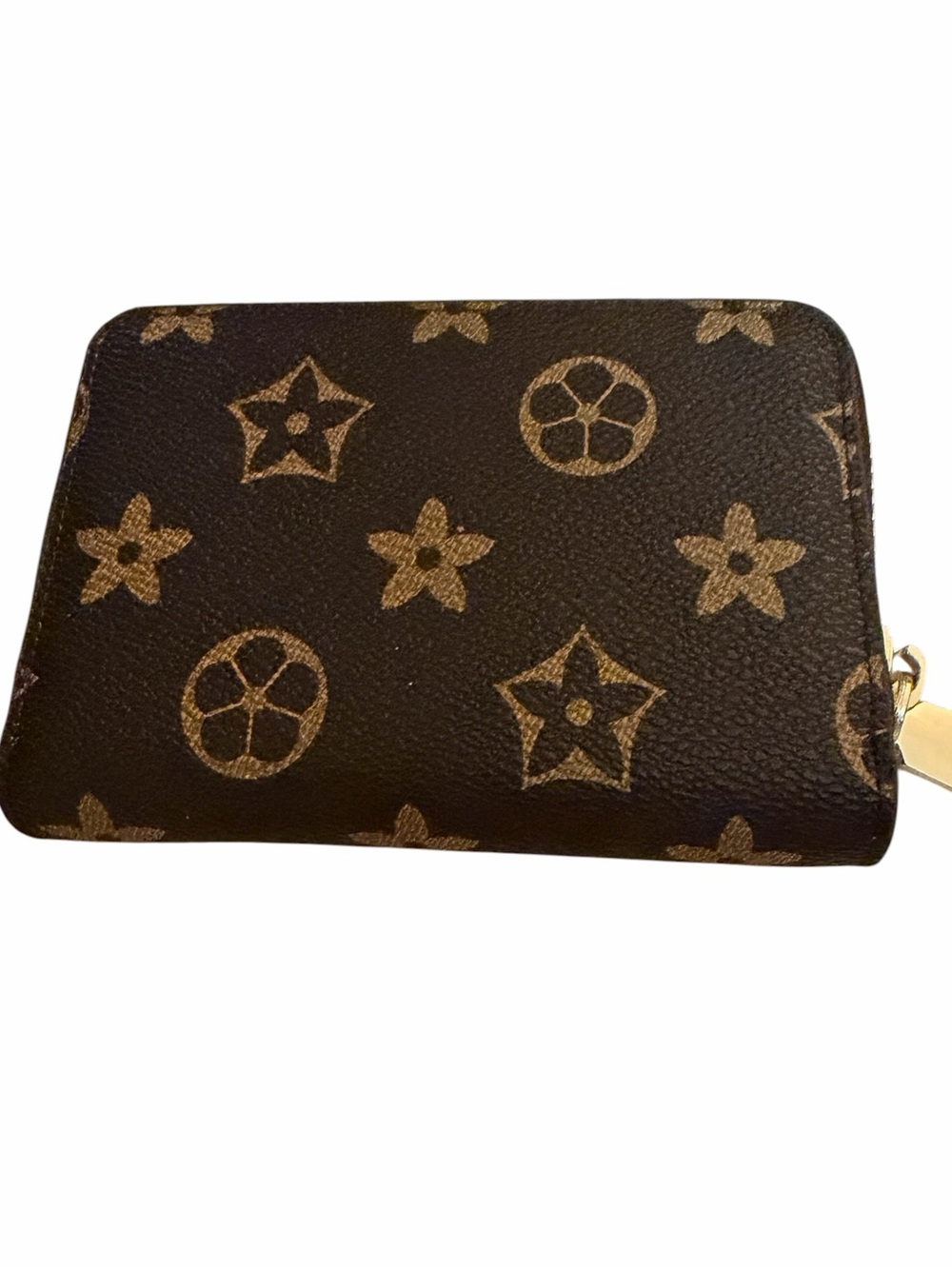 Brown floral zip around card case / wallet similar to designer holds 12-15 cards